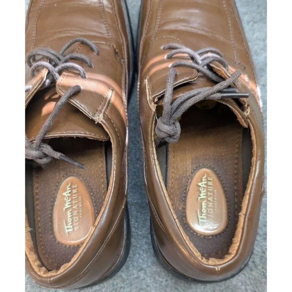 Thom McAn Men’s Dress Shoes Size 8 Brown Oxford Man Made Upper Leather Lining